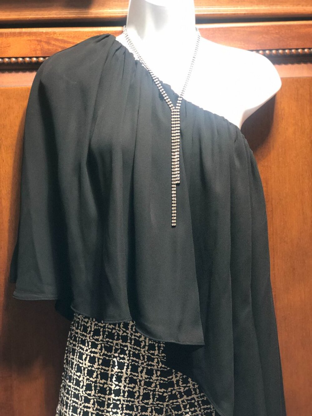 Express One Shoulder Black Cape Top Blouse XS TOP ONLY